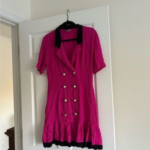 Vintage Drop Waist Pink and Black Dress